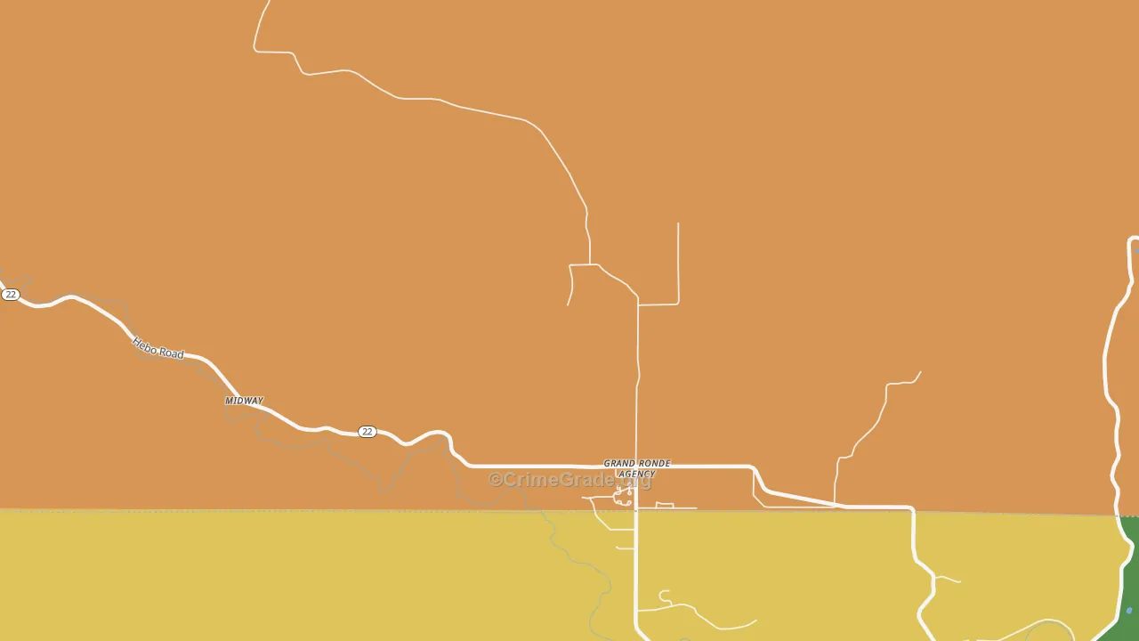 Grand Ronde Agency, OR Map of Burglary Rates