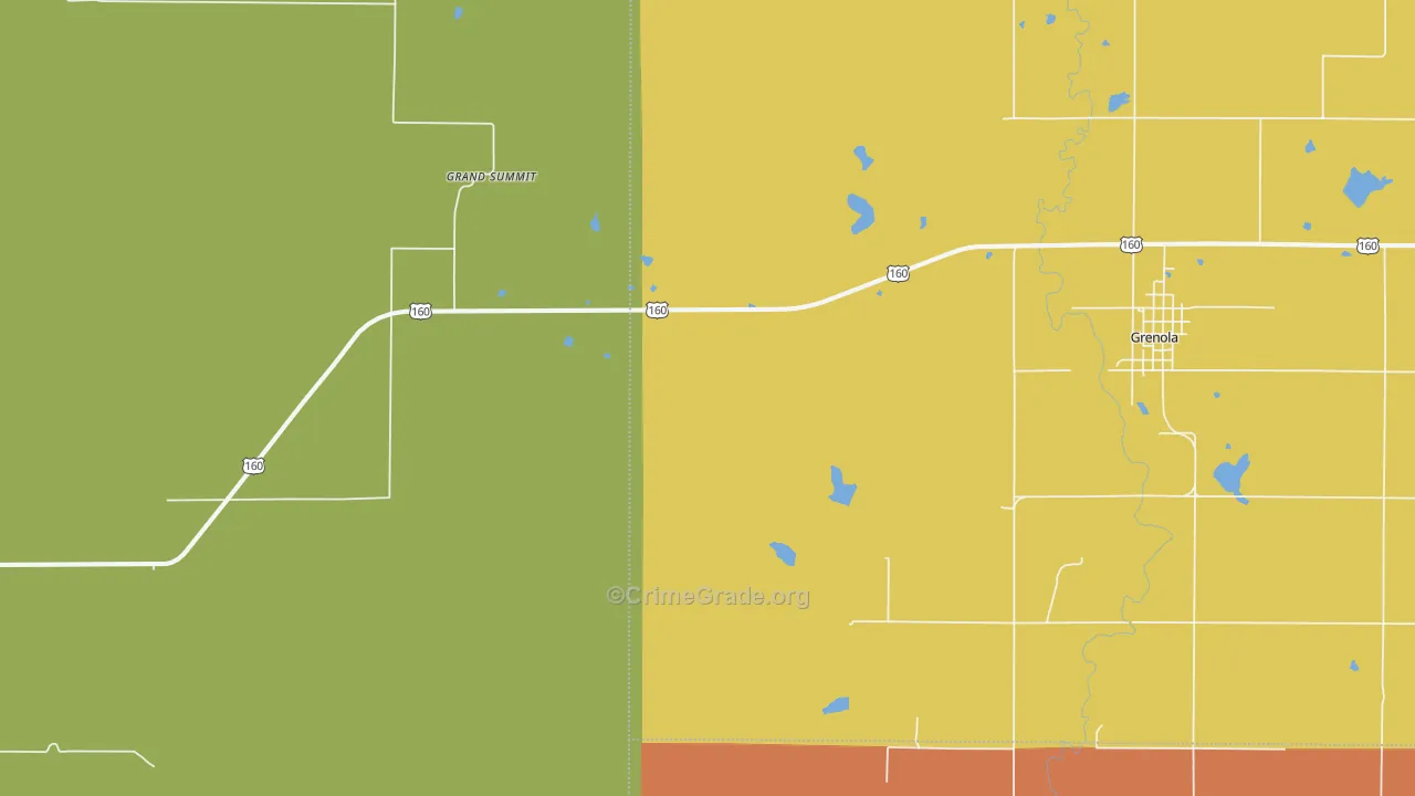 Grand Summit, KS Map of Burglary Rates