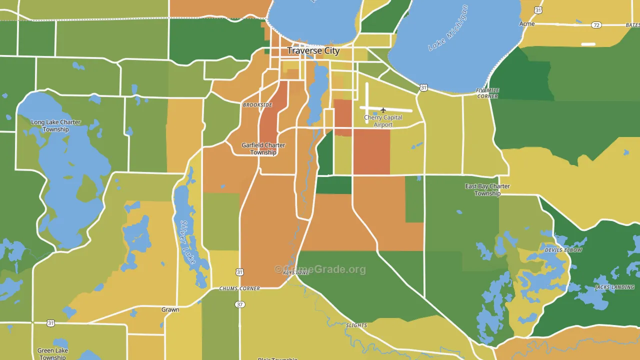 Grand Traverse County, MI Map of Burglary Rates