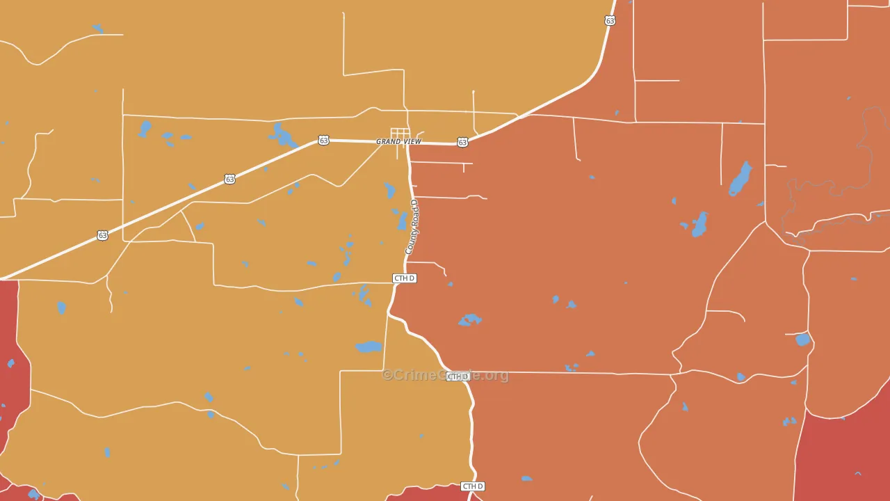 Grand View, WI Map of Burglary Rates