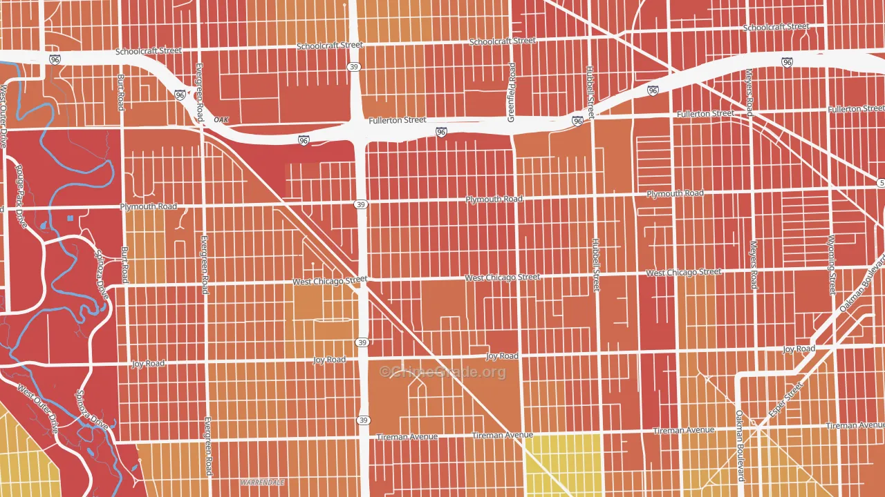 Grandale, Detroit, MI Map of Burglary Rates