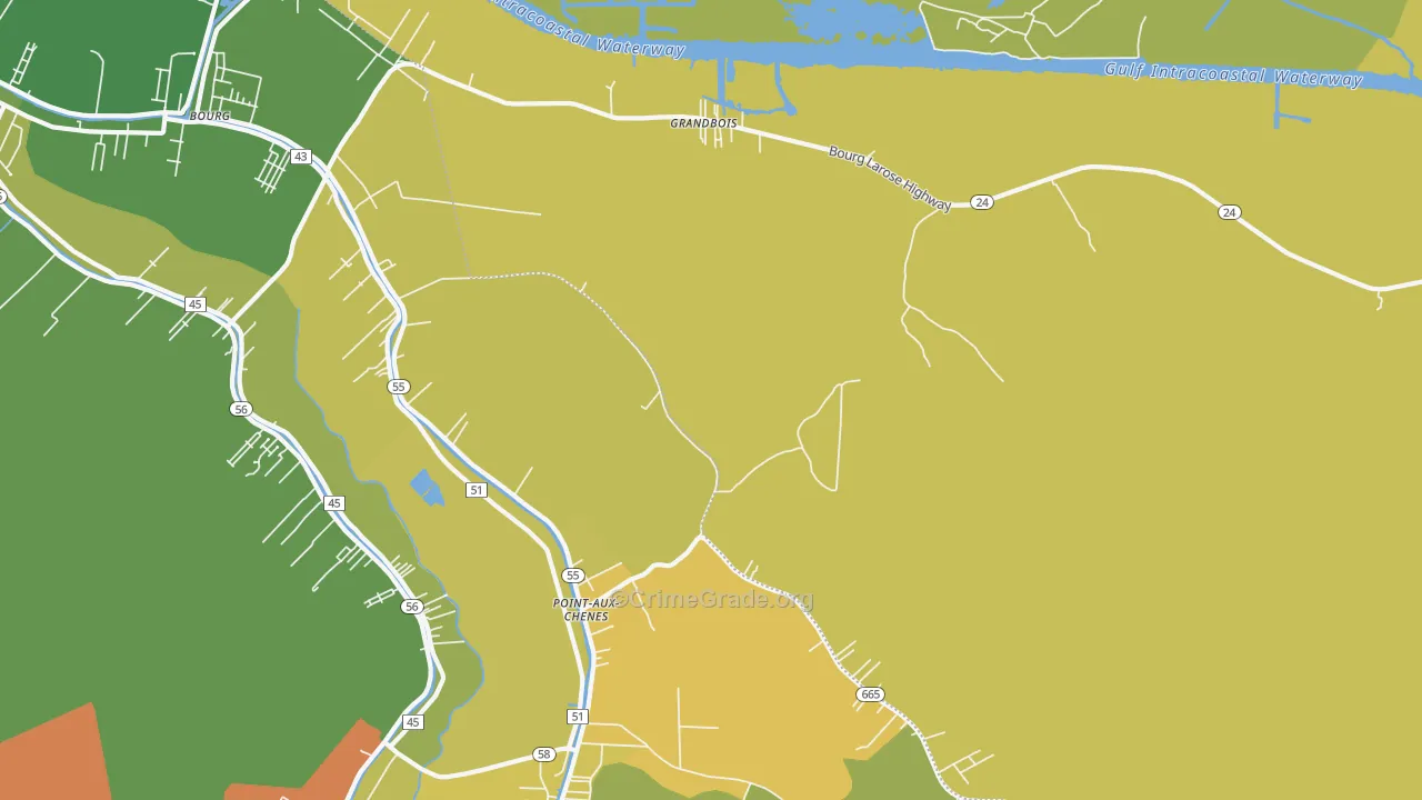 Grandbois, LA Map of Burglary Rates