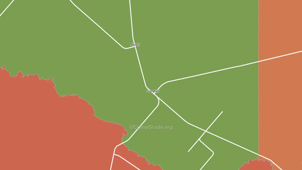 Grandfalls, TX Map of Burglary Rates