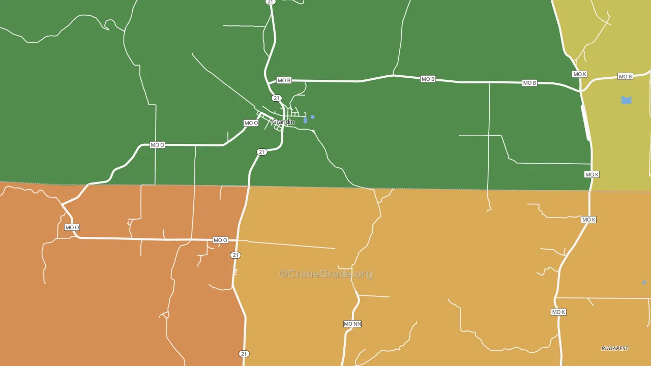 Grandin, MO Map of Burglary Rates