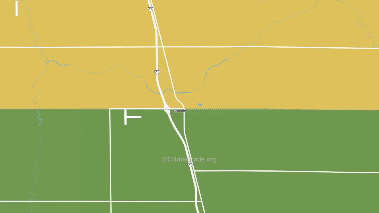 Grandin, ND Map of Burglary Rates