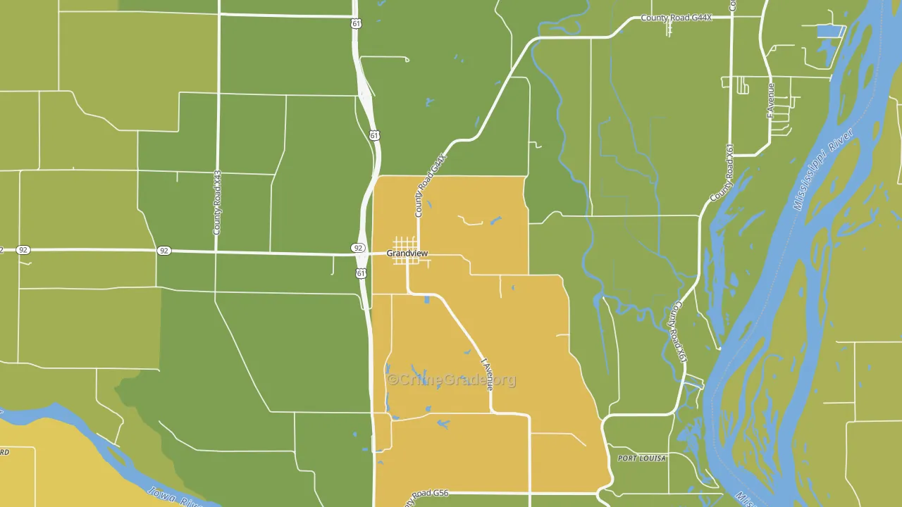 Grandview, IA Map of Burglary Rates
