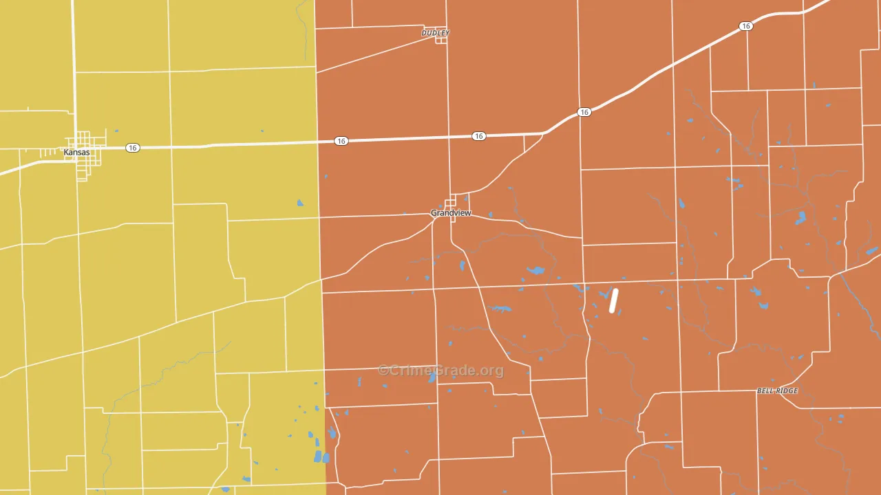 Grandview, IL Map of Burglary Rates