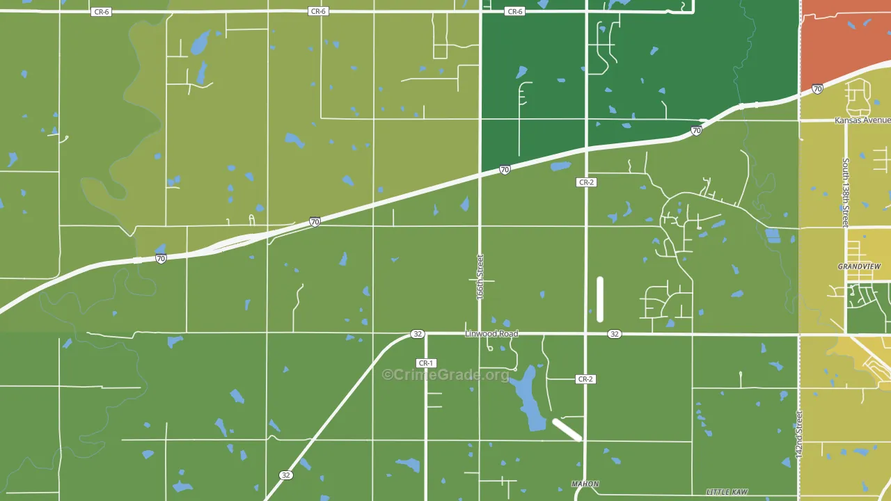 Grandview, KS Map of Burglary Rates