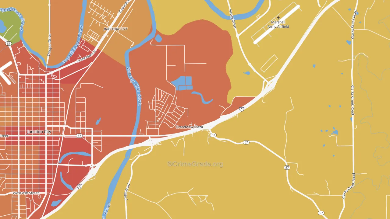 Grandview Plaza, KS Map of Burglary Rates