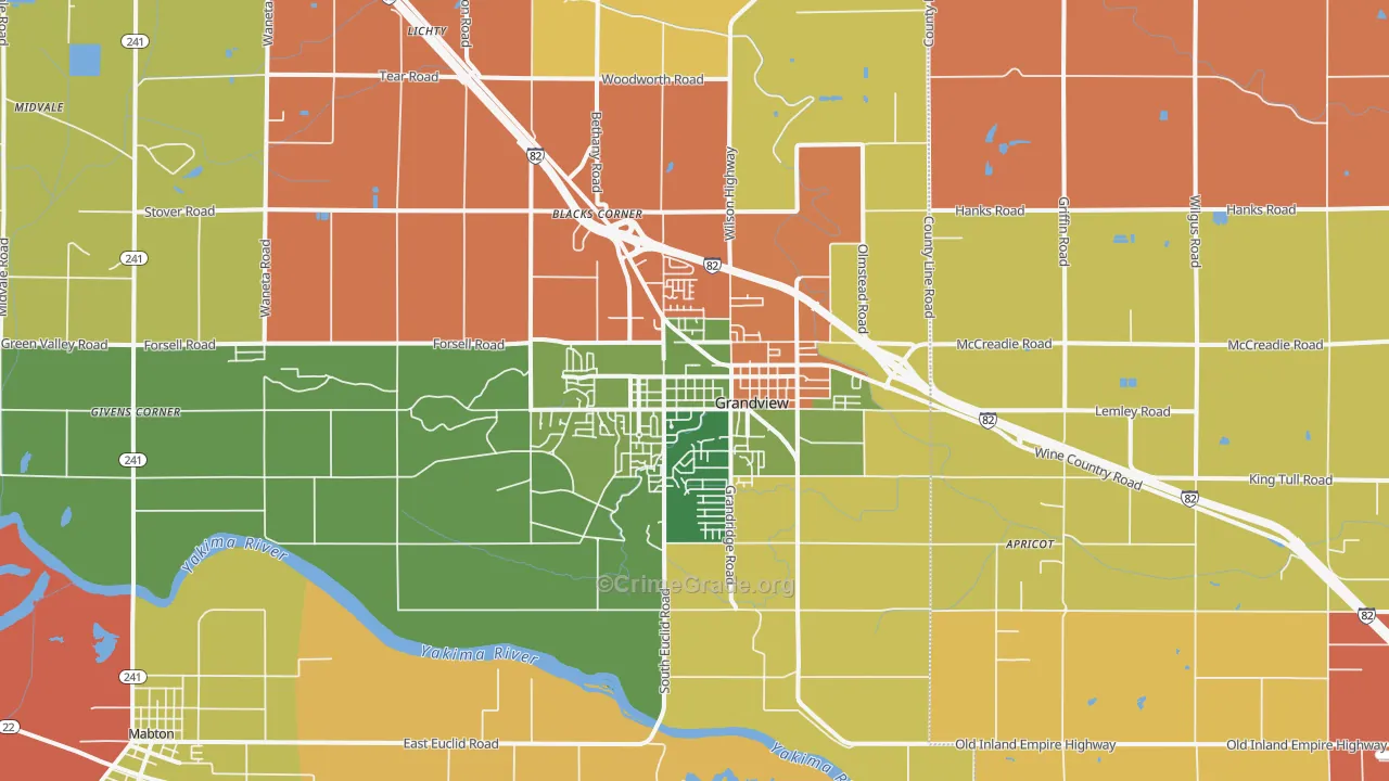 Grandview, WA Map of Burglary Rates