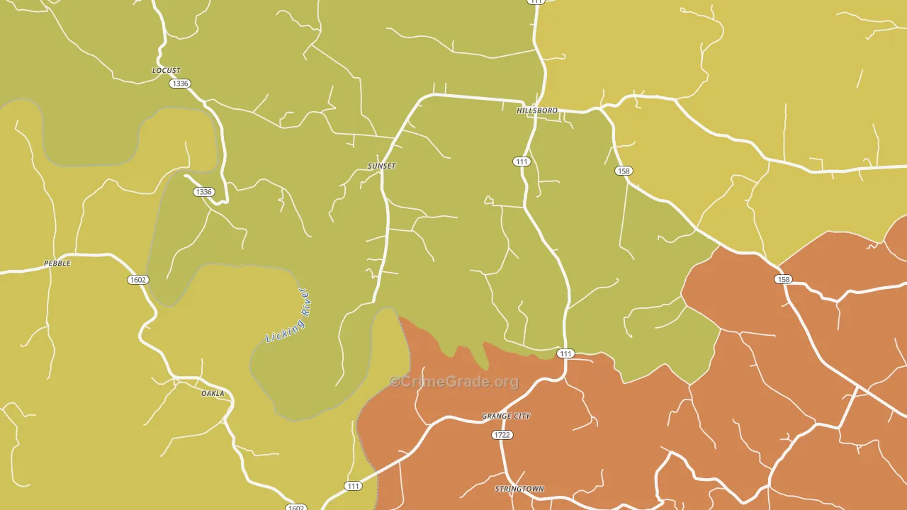 Grange City, KY Map of Burglary Rates