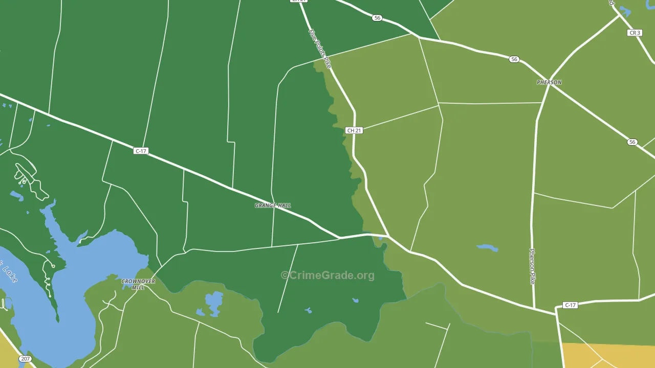 Grange Hall, OH Map of Burglary Rates