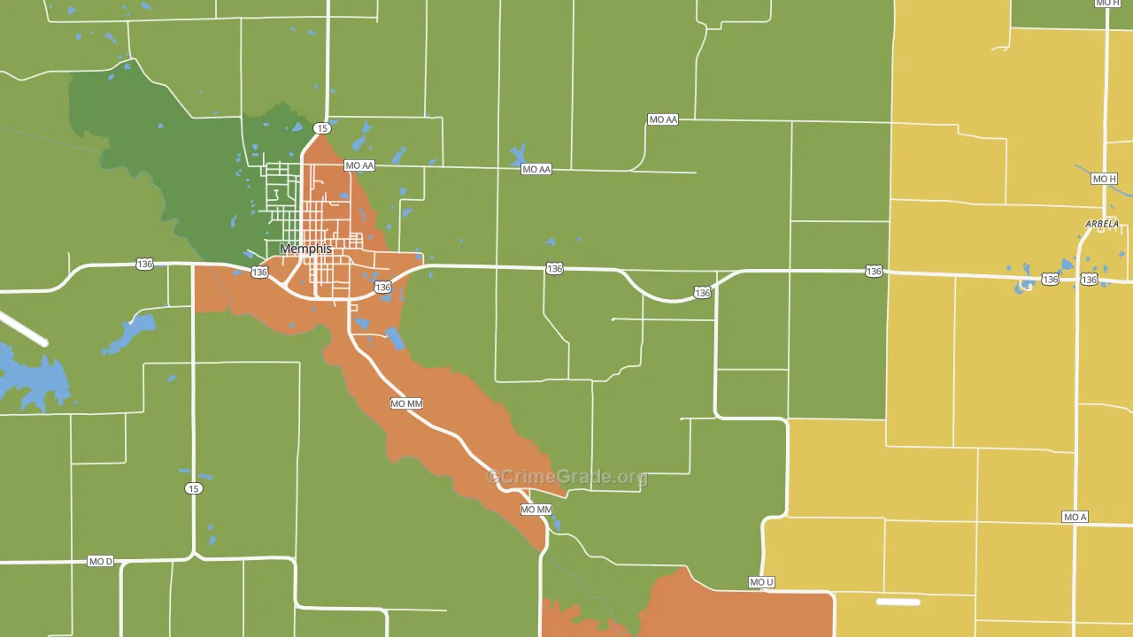 Granger, MO Map of Burglary Rates