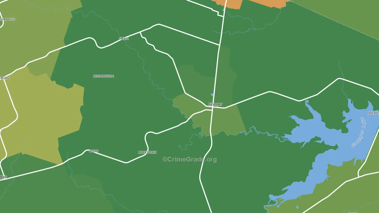 Granger, TX Map of Burglary Rates