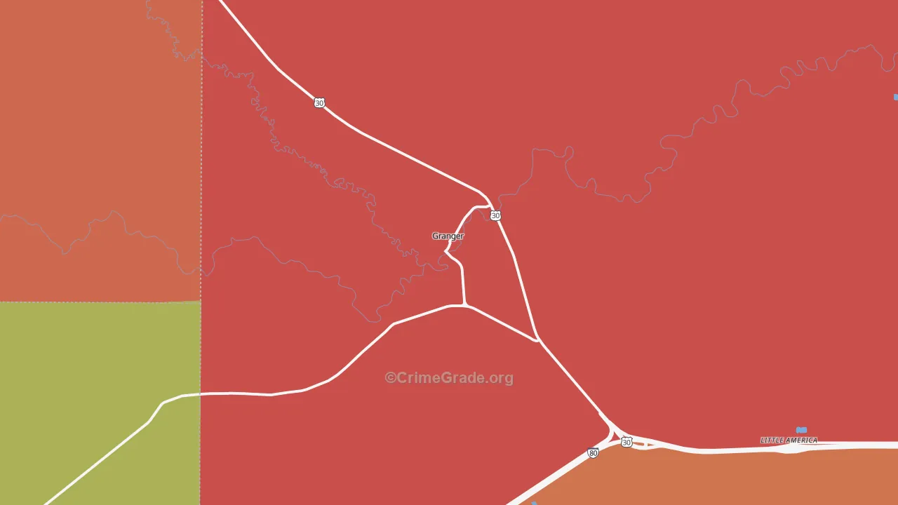 Granger, WY Map of Burglary Rates