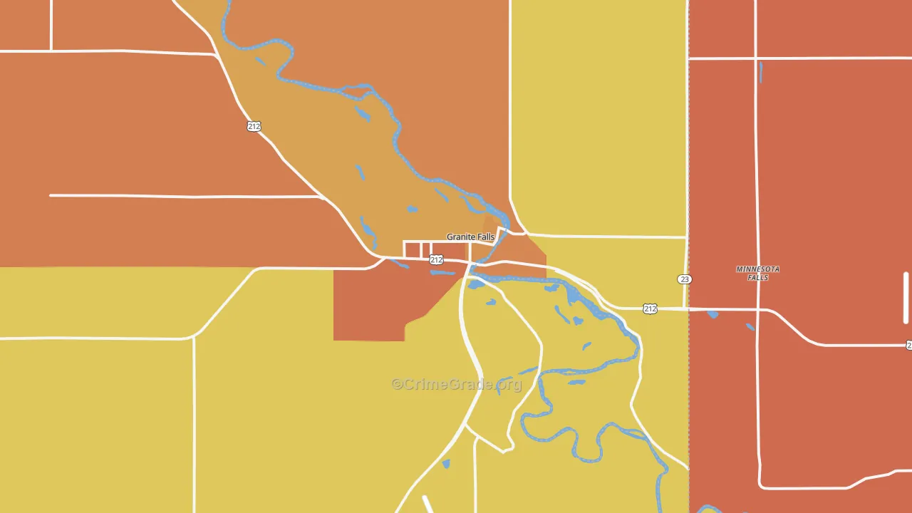Granite Falls, MN Map of Burglary Rates