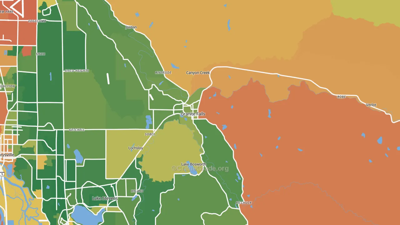 Granite Falls, WA Map of Burglary Rates