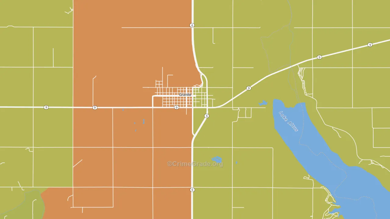 Granite, OK Map of Burglary Rates