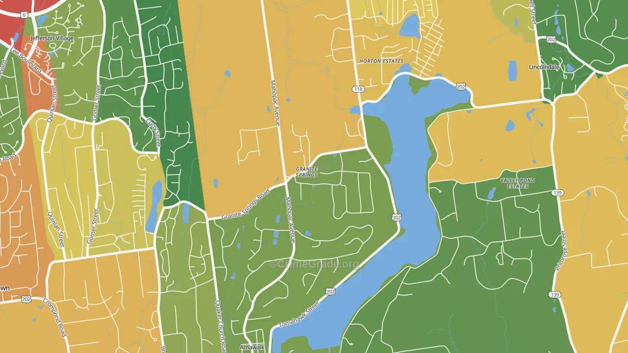 Granite Springs, NY Map of Burglary Rates