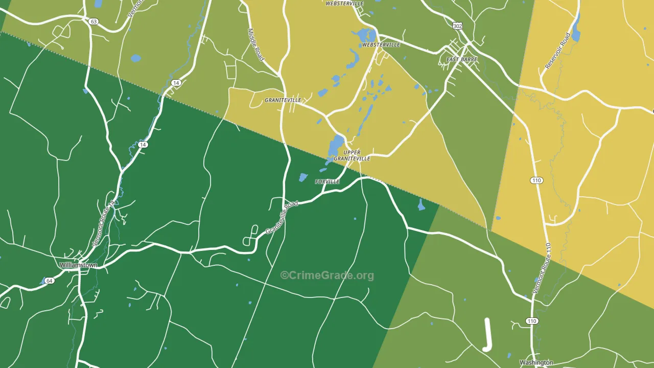 Graniteville, VT Map of Burglary Rates