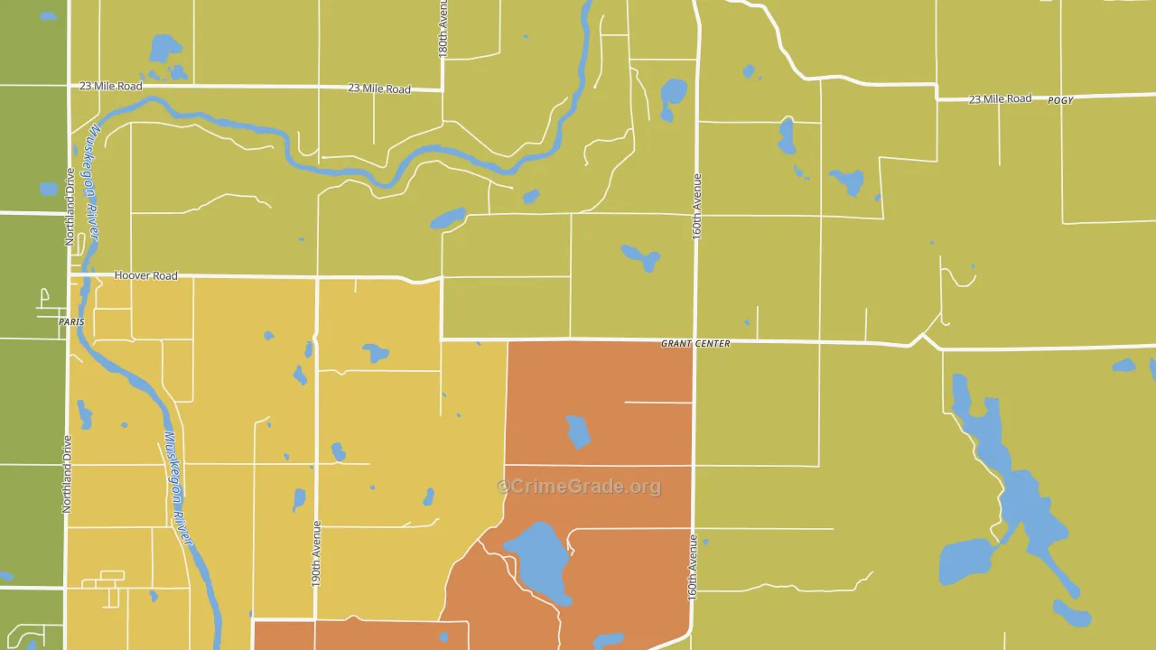 Grant Center, MI Map of Burglary Rates