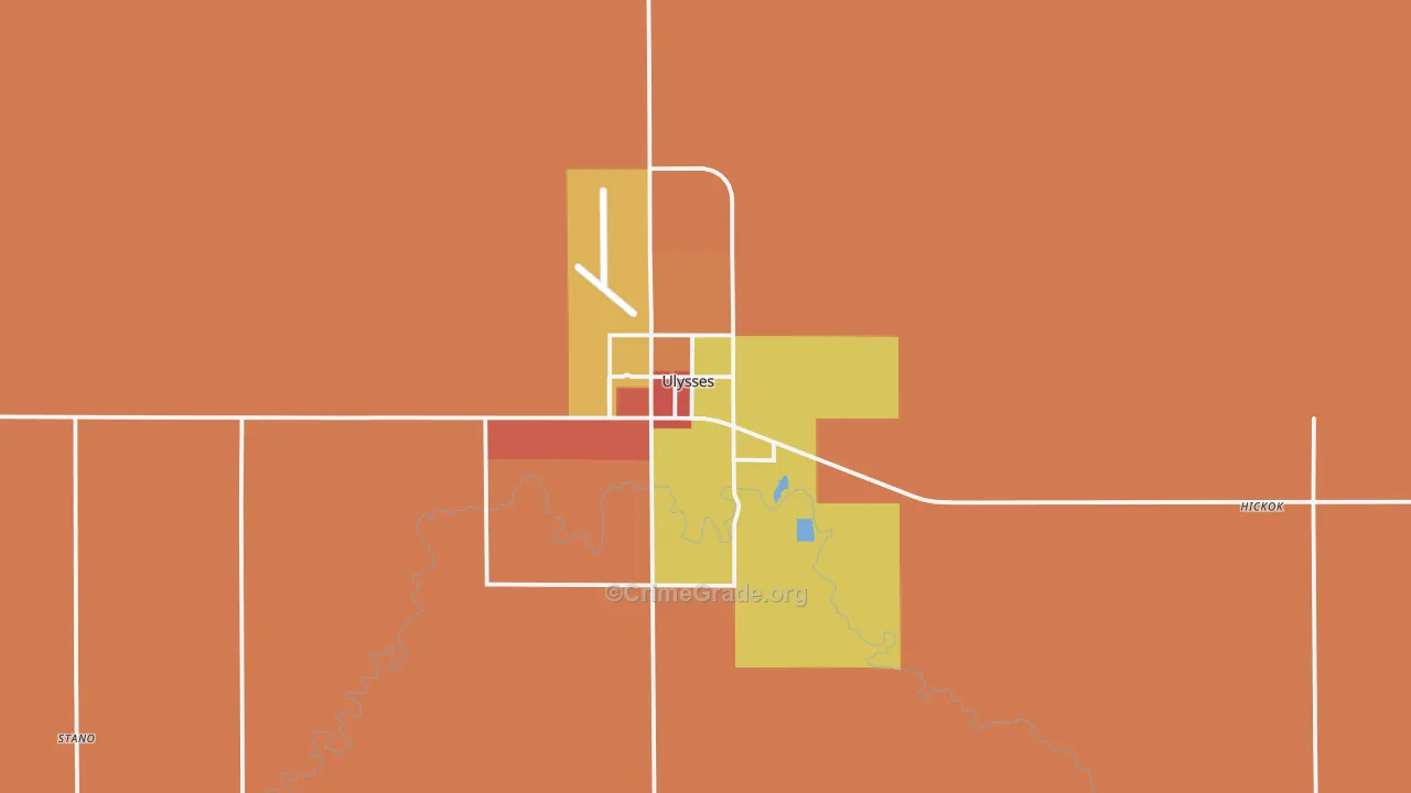 Grant County, KS Map of Burglary Rates