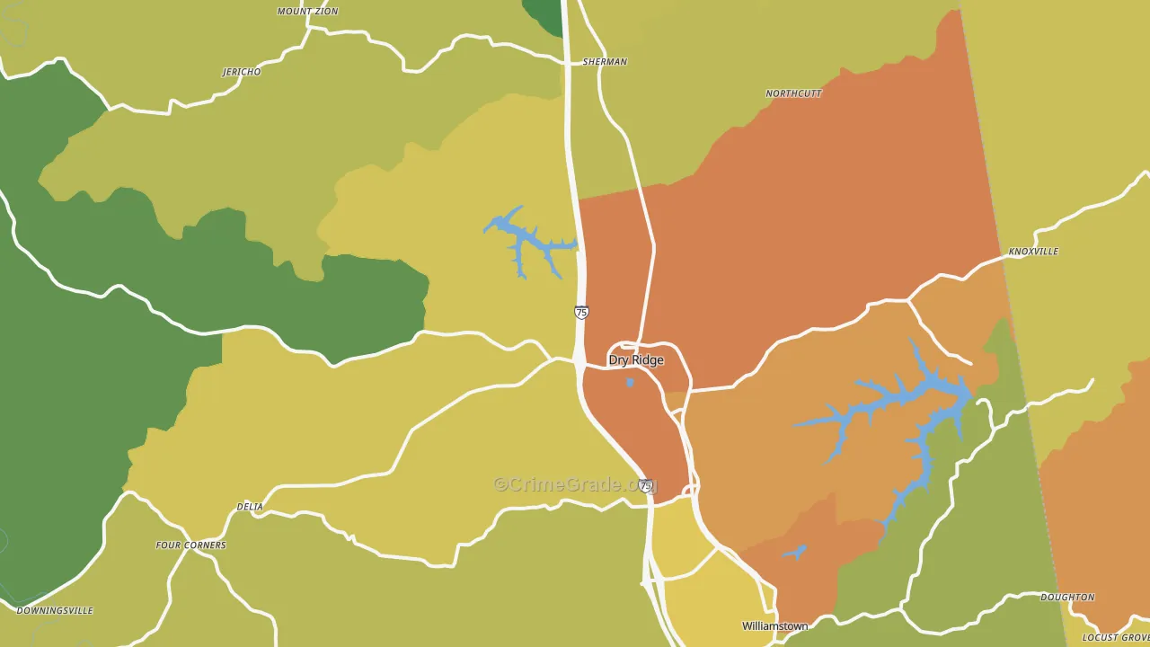 Grant County, KY Map of Burglary Rates