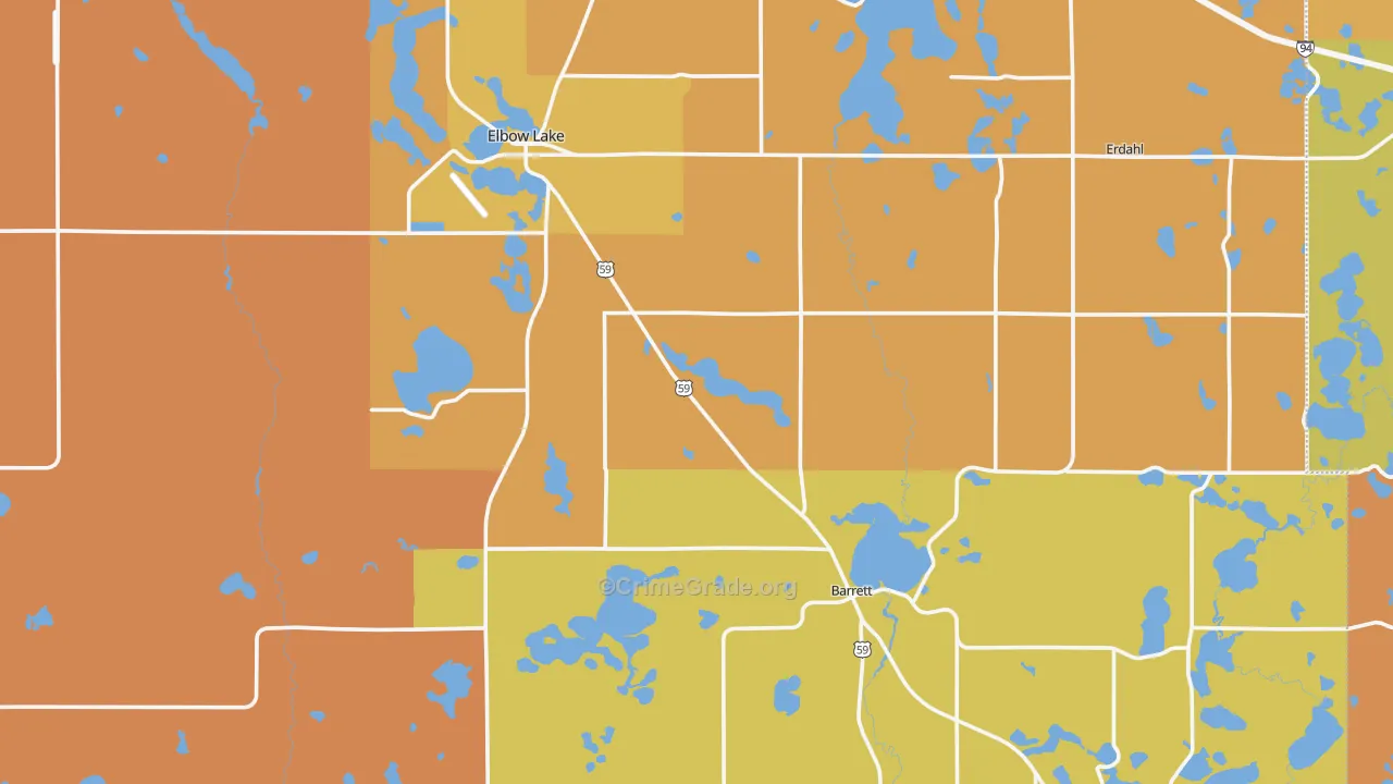 Grant County, MN Map of Burglary Rates