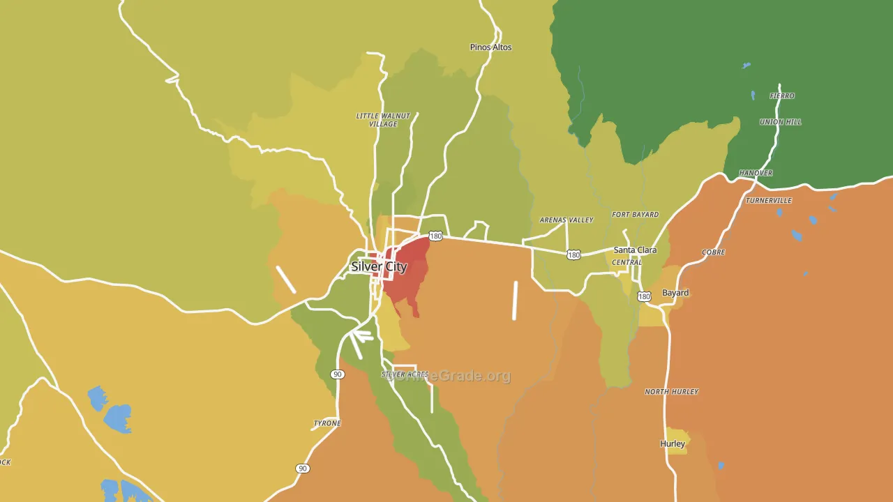 Grant County, NM Map of Burglary Rates