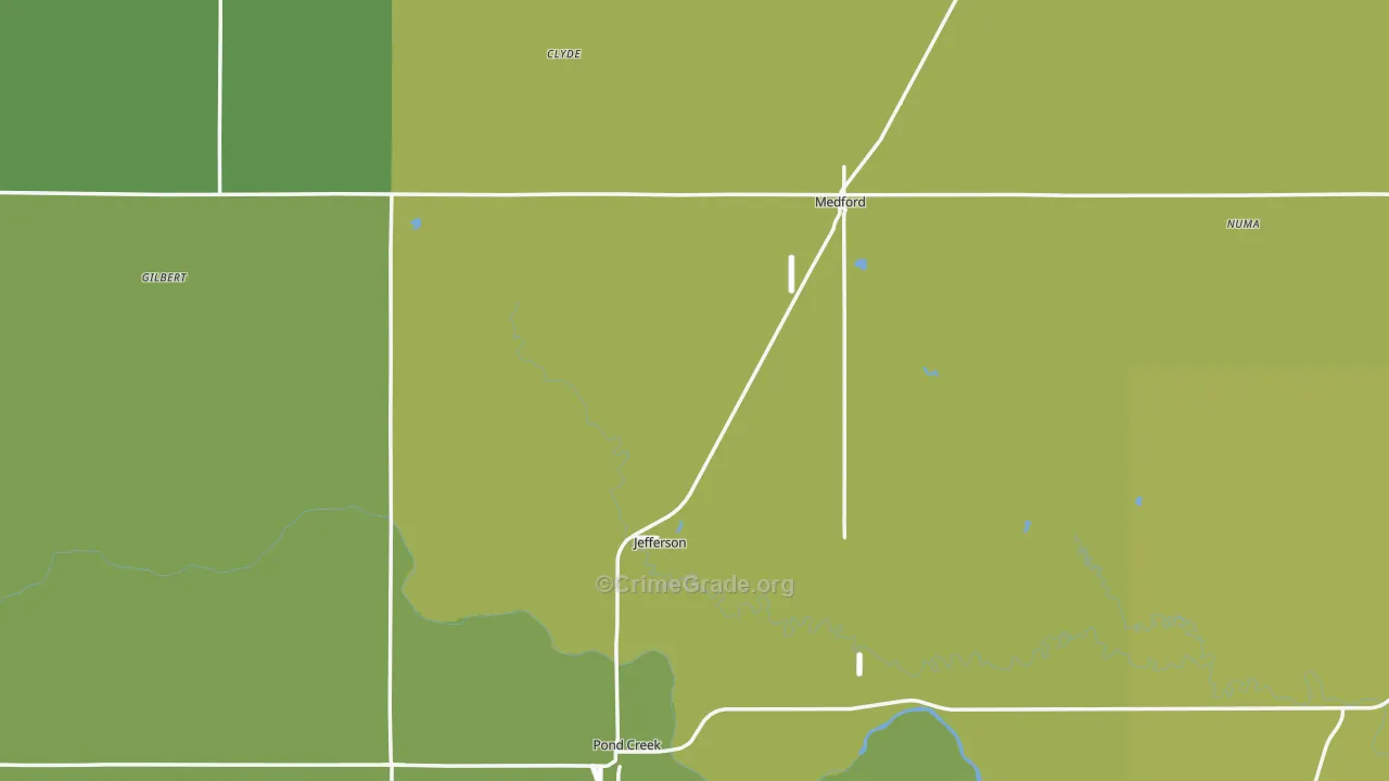 Grant County, OK Map of Burglary Rates