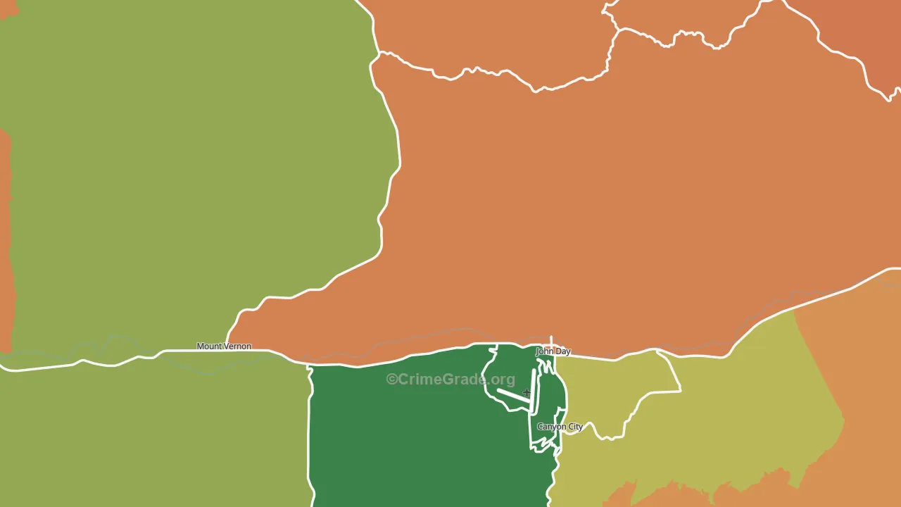 Grant County, OR Map of Burglary Rates