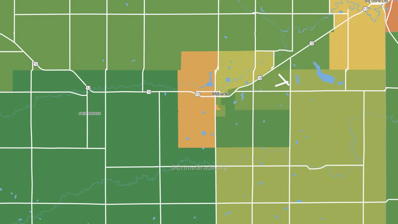Grant County, SD Map of Burglary Rates