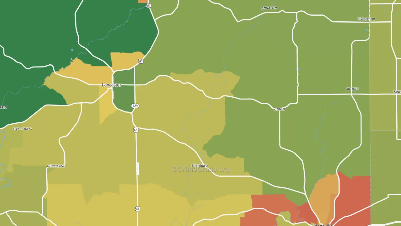 Grant County, WI Map of Burglary Rates