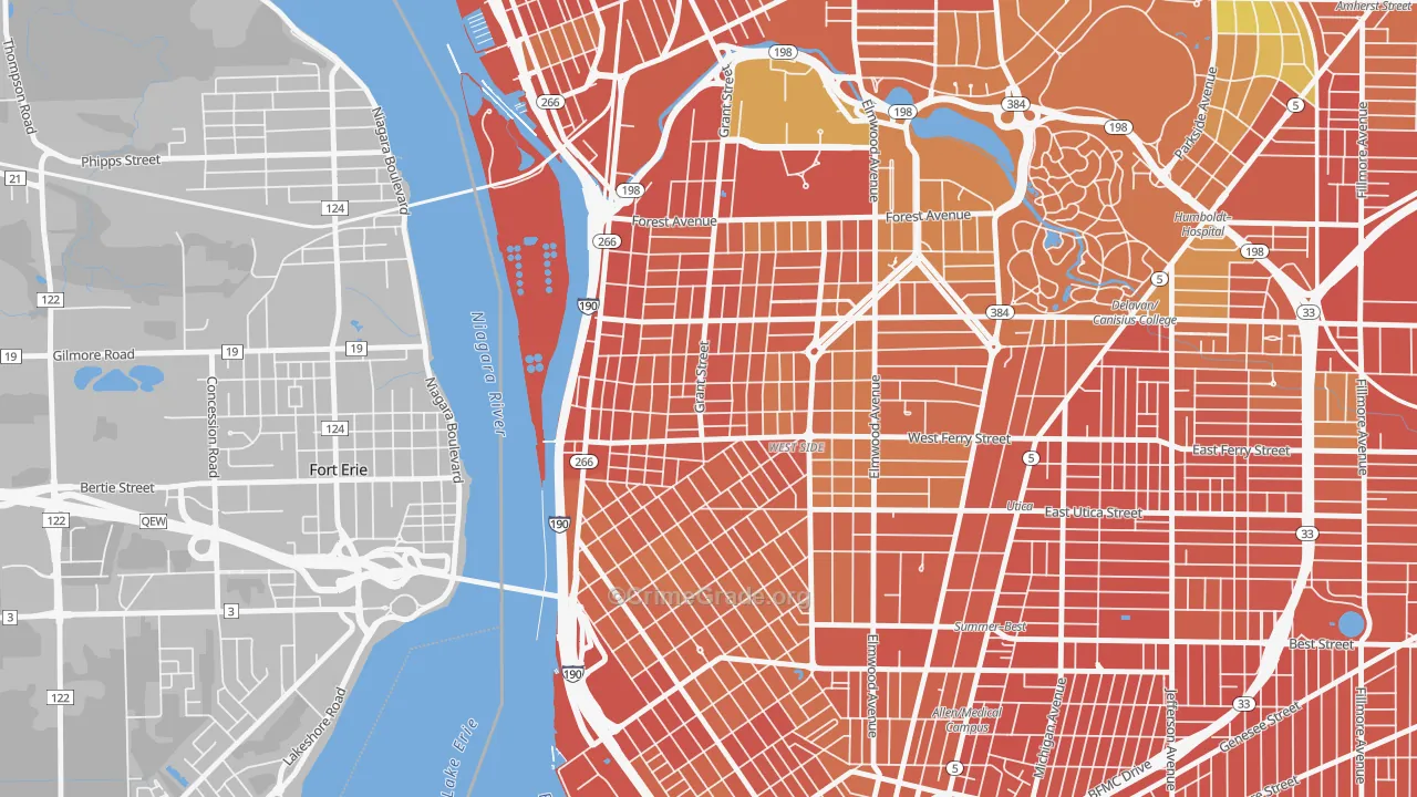 Grant Ferry, Buffalo, NY Map of Burglary Rates