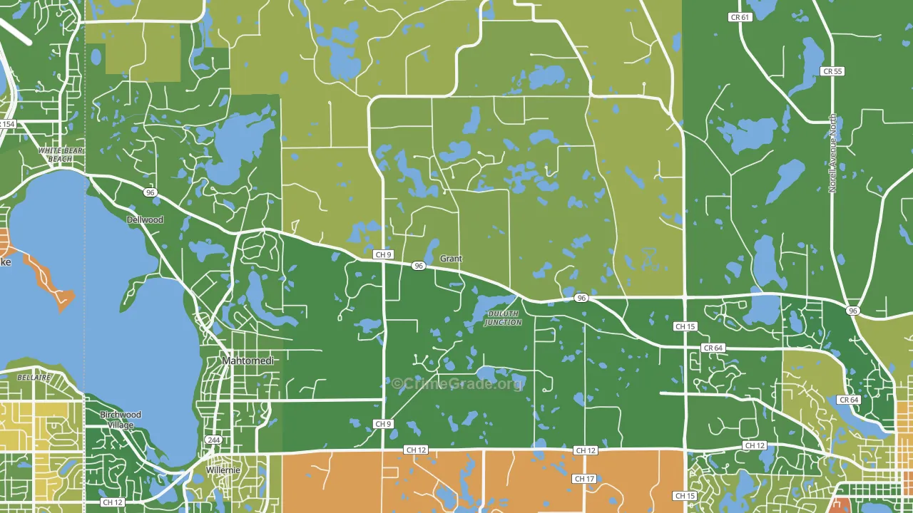 Grant, MN Map of Burglary Rates