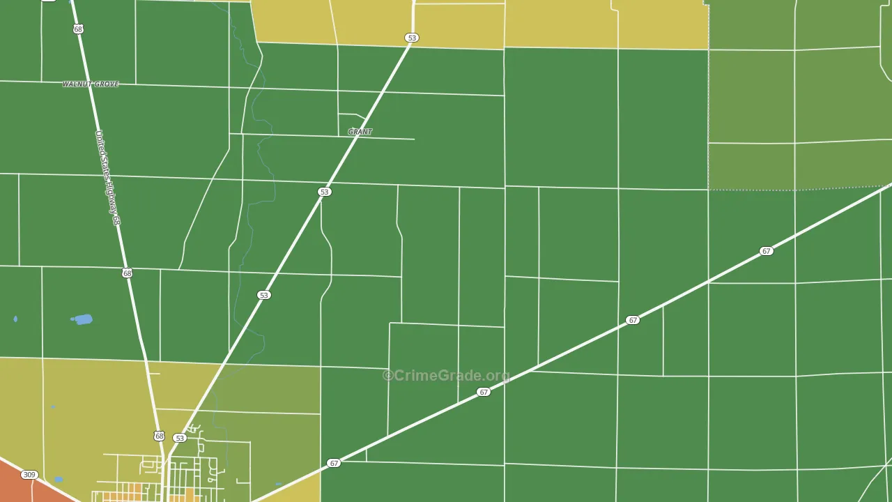 Grant, OH Map of Burglary Rates