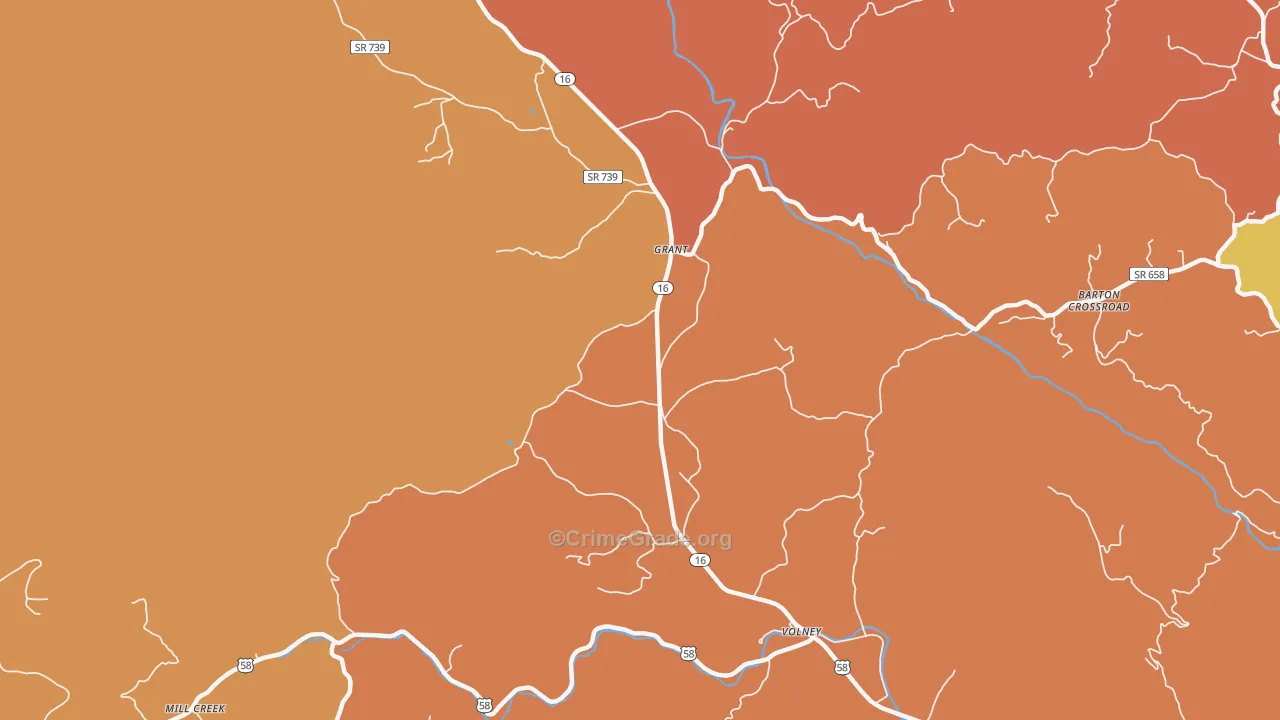 Grant, VA Map of Burglary Rates
