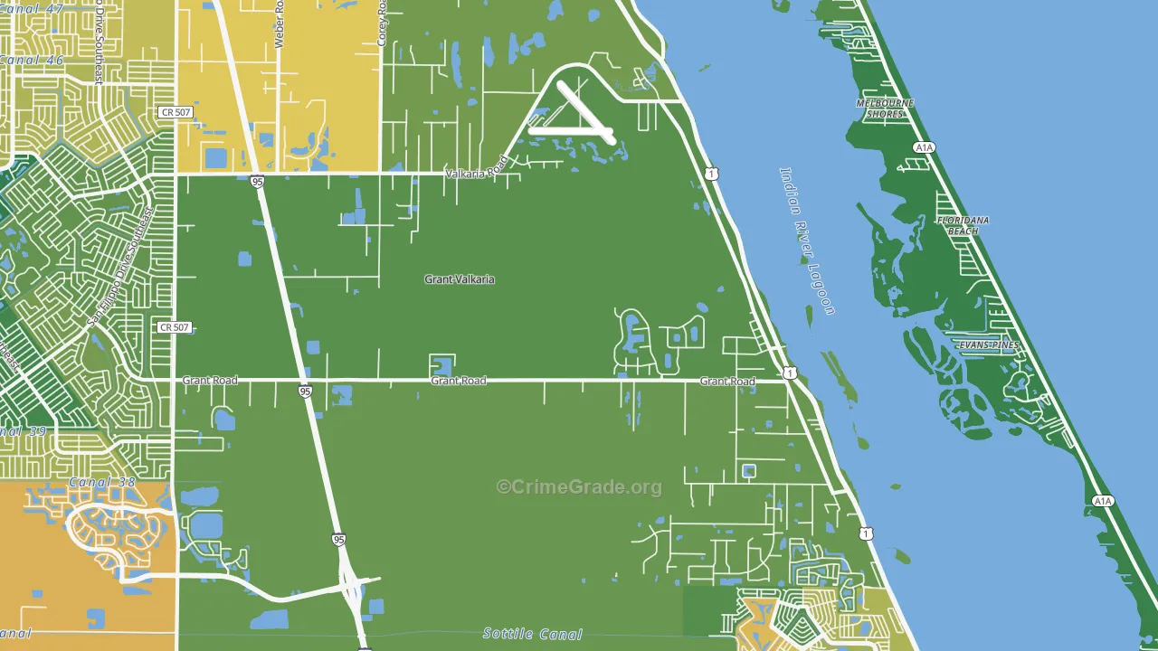 Grant-Valkaria, FL Map of Burglary Rates