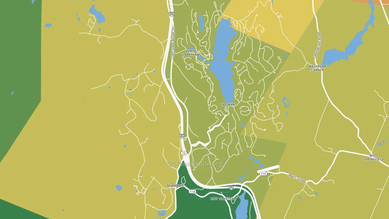 Grantham, NH Map of Burglary Rates