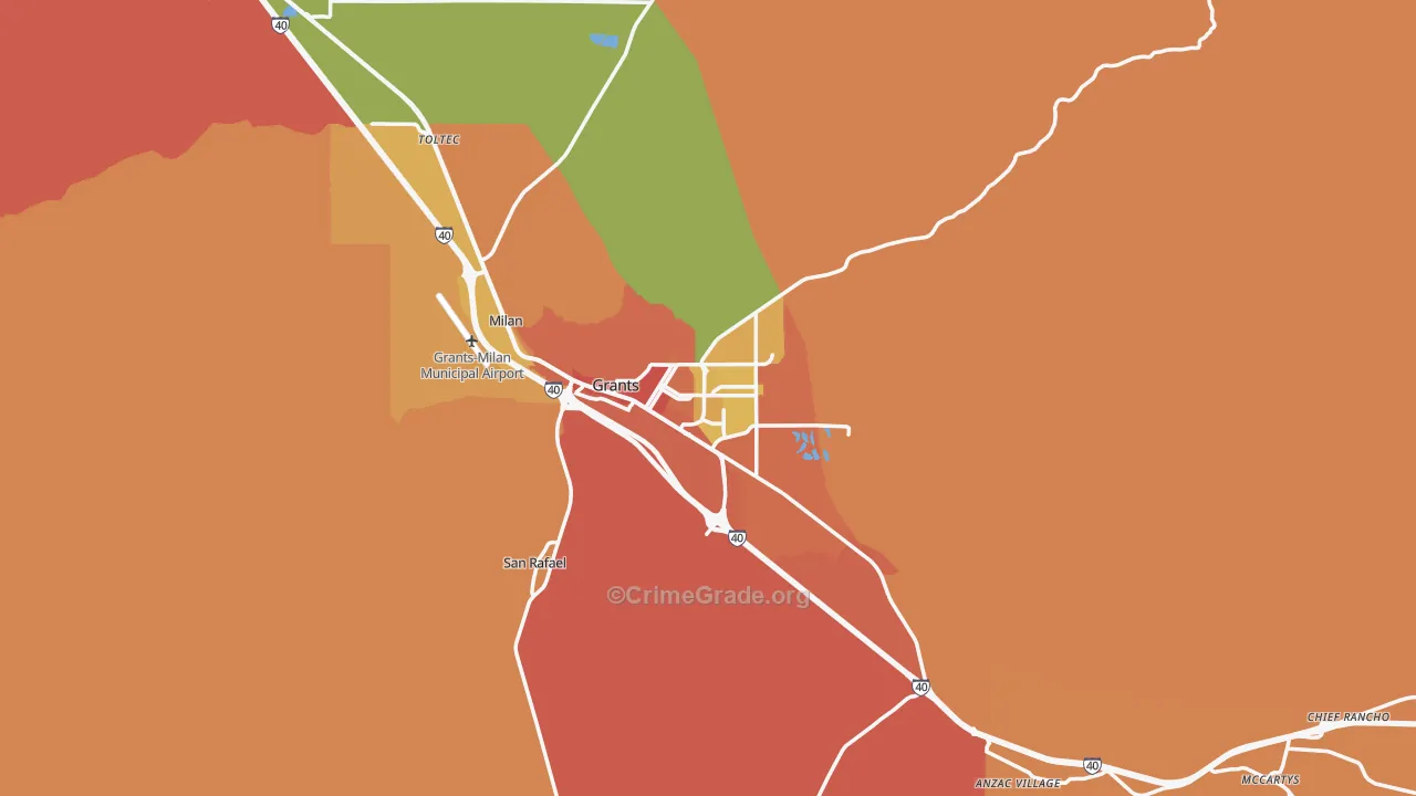 Grants, NM Map of Burglary Rates