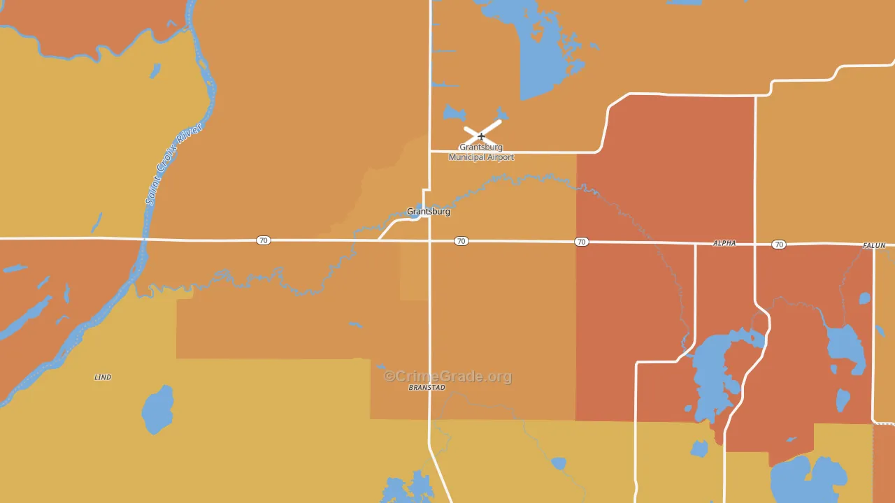 Grantsburg, WI Map of Burglary Rates