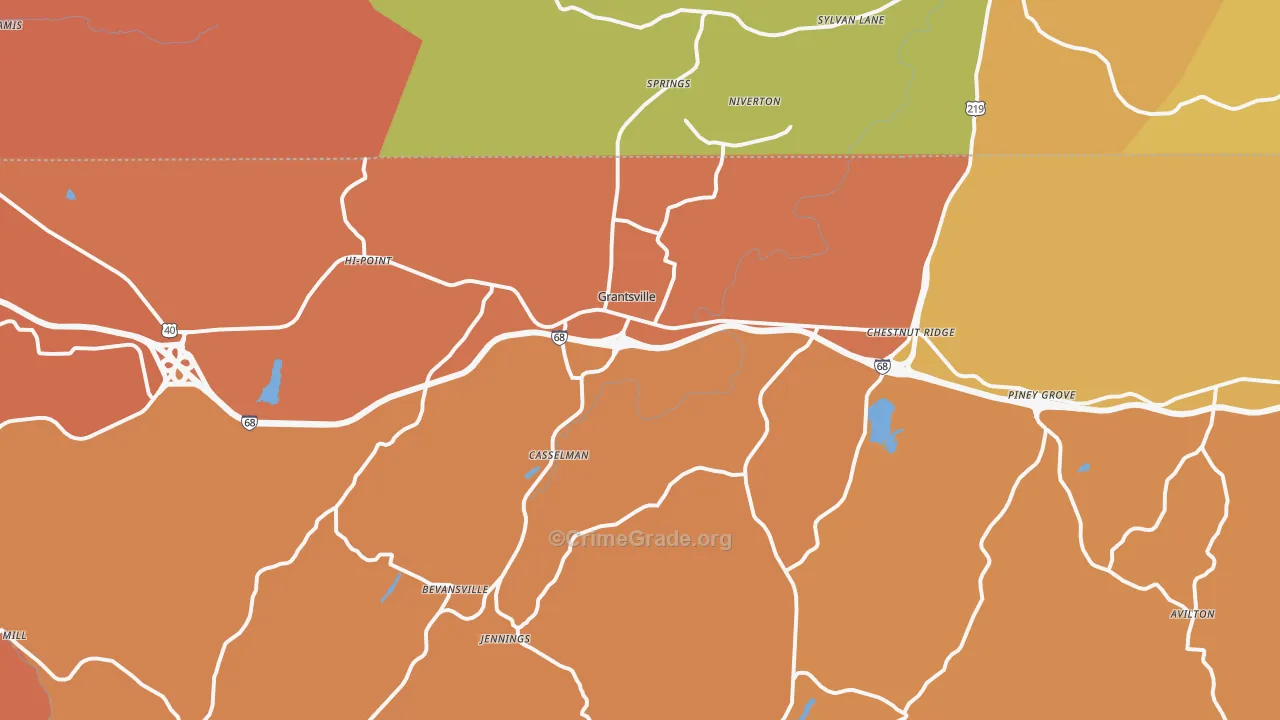Grantsville, MD Map of Burglary Rates