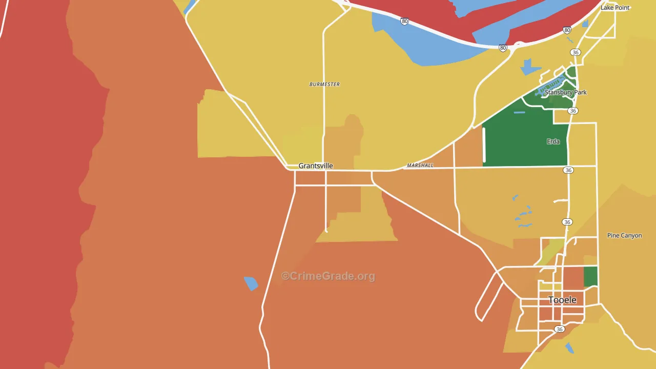 Grantsville, UT Map of Burglary Rates