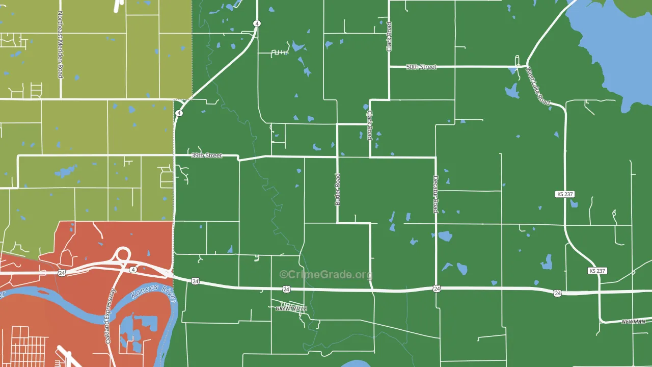 Grantville, KS Map of Burglary Rates