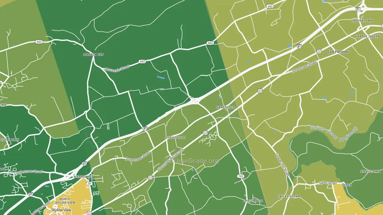 Grantville, PA Map of Burglary Rates