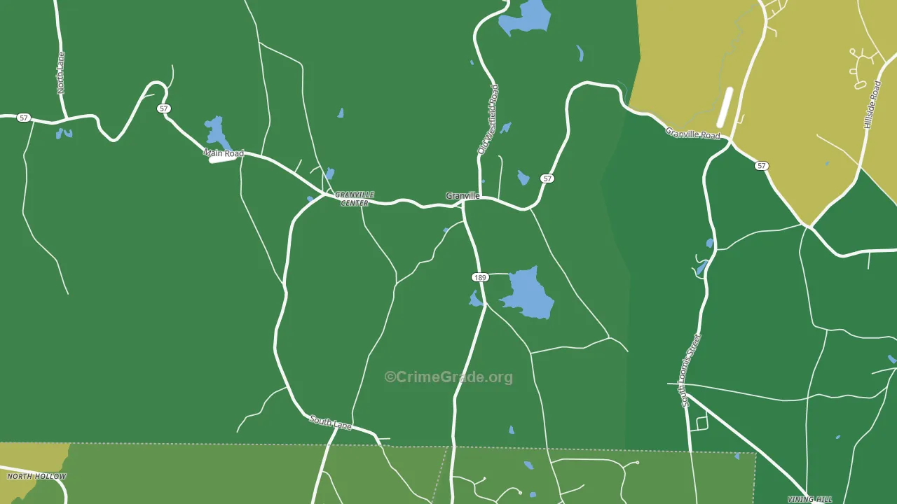 Granville Center, MA Map of Burglary Rates