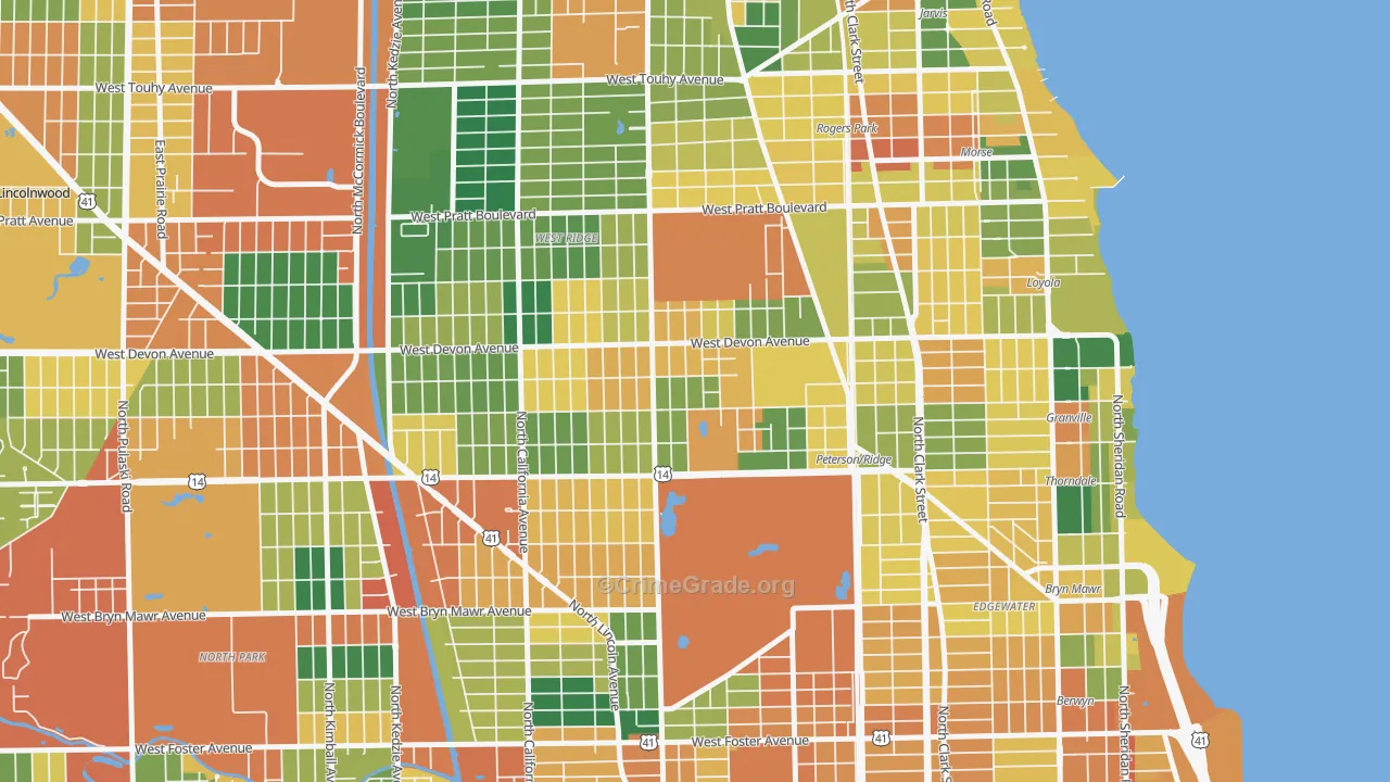 Granville Gardens, Chicago, IL Map of Burglary Rates