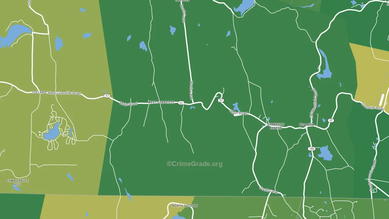 Granville, MA Map of Burglary Rates