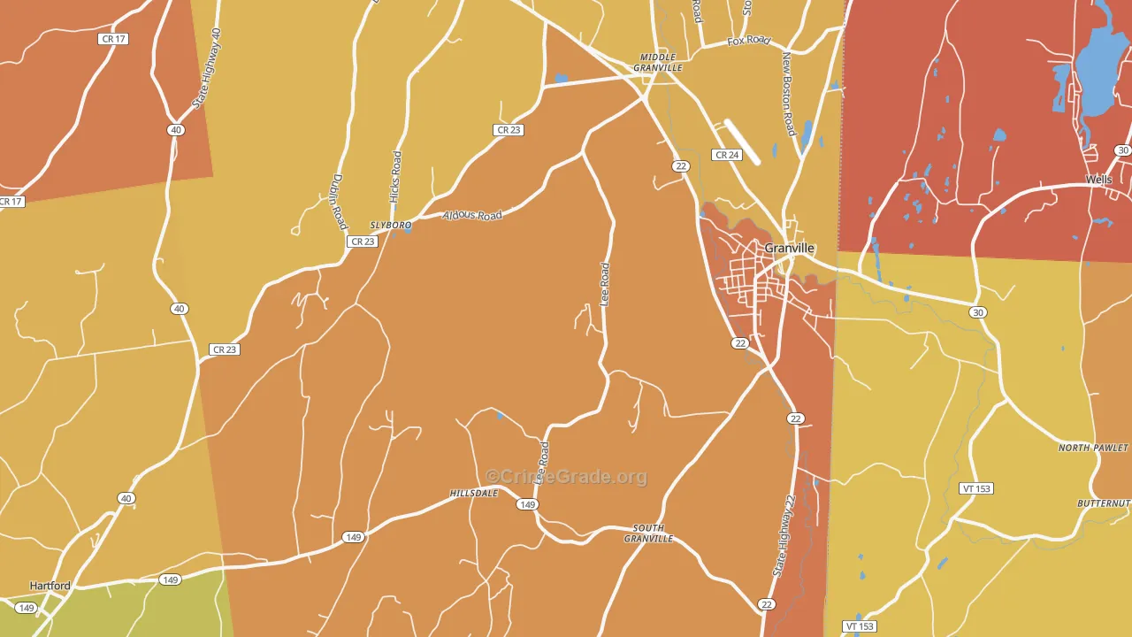 Granville, NY Map of Burglary Rates