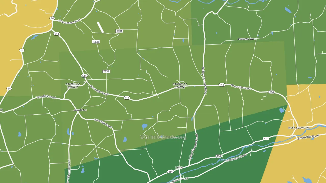 Granville Summit, PA Map of Burglary Rates
